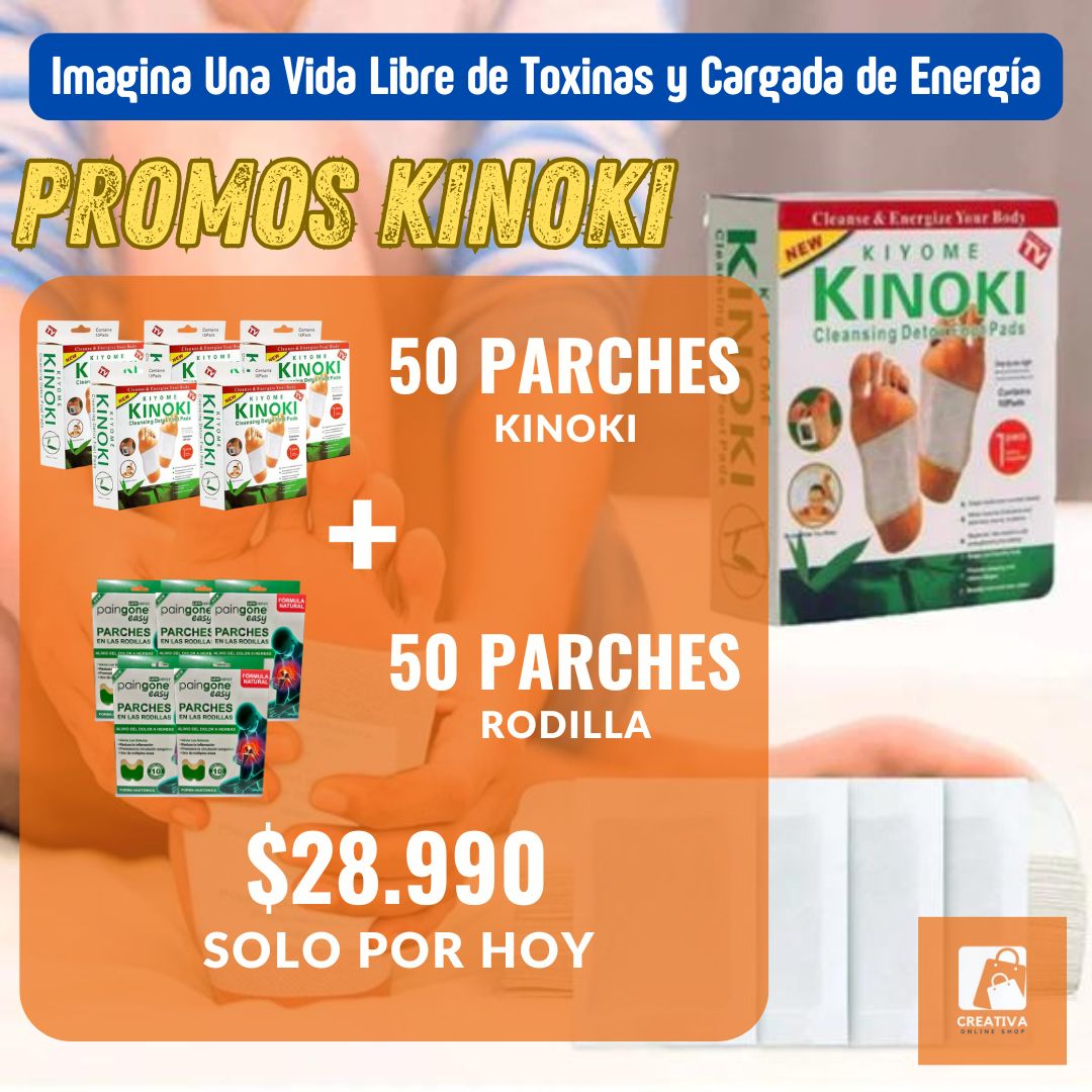 PROMO 5 PACKS PARCHES KINOKI (50 Parches) + 50 Parches Para Rodilla