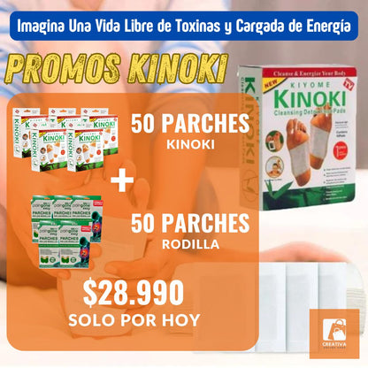 PROMO 5 PACKS PARCHES KINOKI (50 Parches) + 50 Parches Para Rodilla