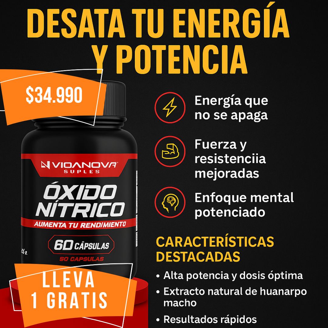 OXIDO NITRICO 1000MG 60 CAPSULAS - COMPRA UNO Y LLEVA OTRO GRATIS